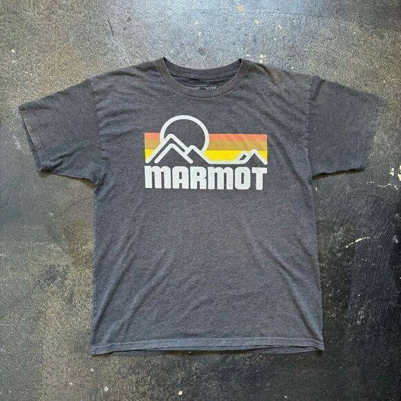 Marmot x Thread Mens Short Sleeve Graphic Tee Charcoal Heather Gray Size Large - Picture 1 of 15